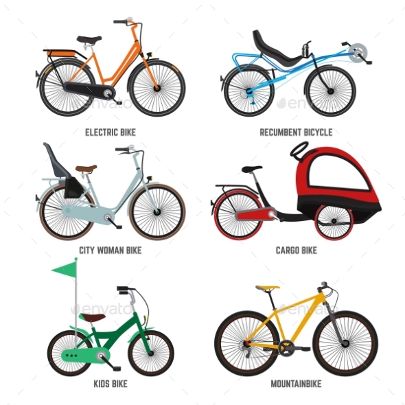 Different Type of Bicycles for Male Female - Objects Vectors