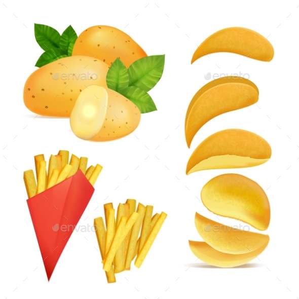 Vector Illustrations of Snacks or Chips. Pictures - Food Objects