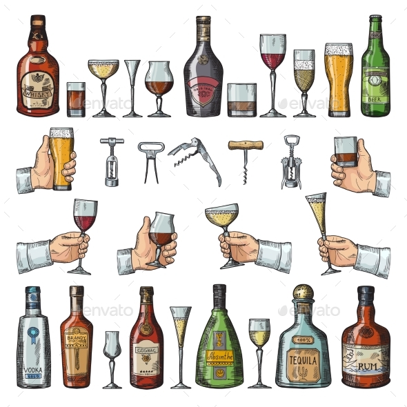 Set of Alcoholic Symbols - Man-made Objects Objects