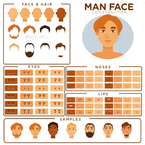 Man Face Constructor - People Characters