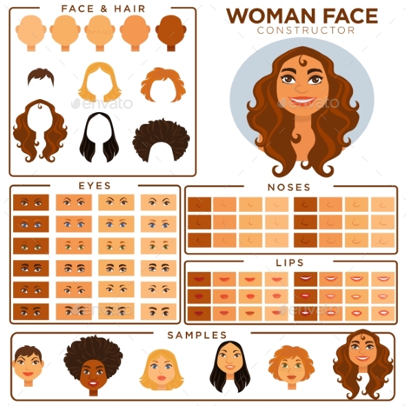 Woman Face Constructor - People Characters