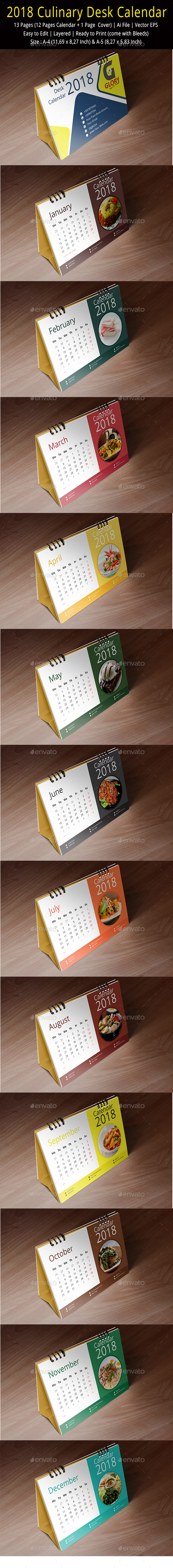 Culinary Desk Calendar 2018 - Calendars Stationery