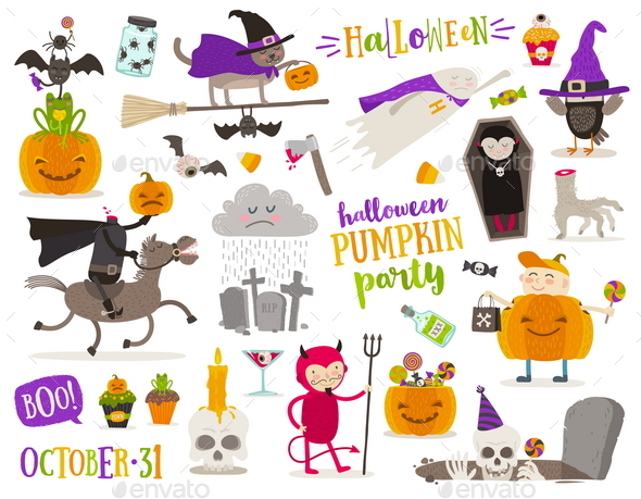 Set of Halloween Symbols and Characters