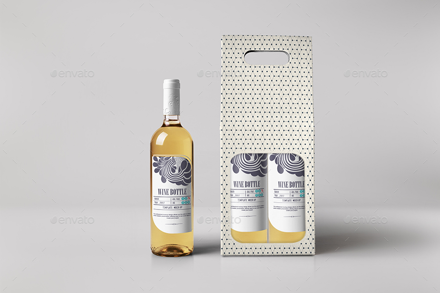 Download White Wine Bottle And Box Mock Up By Makistse Graphicriver