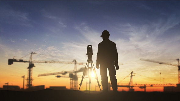Civil Engineering Silhouette Working On a Construction Site