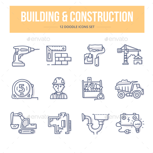 GraphicRiver Building & Construction Doodle Icons 20556130 GraphicRiver Building & Construction Doodle Icons 20556130