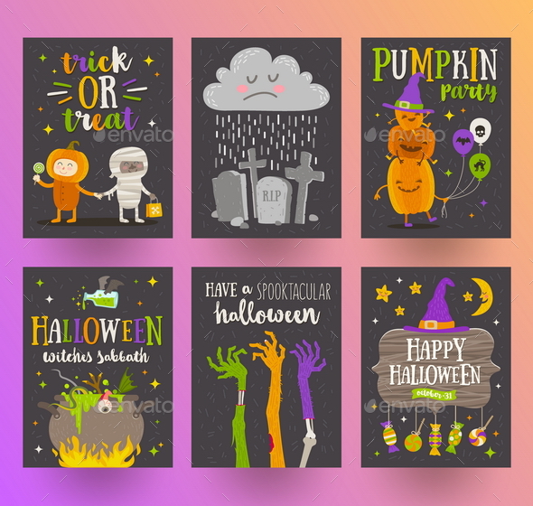 Set of Halloween Posters or Greeting Card - Halloween Seasons/Holidays