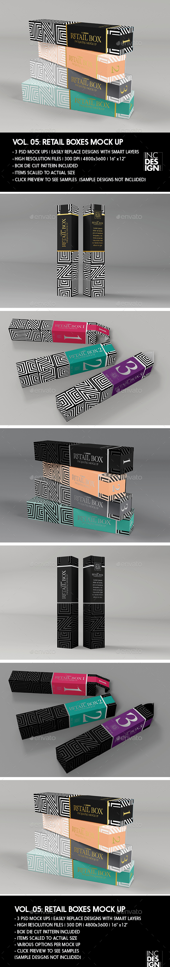 Retail Boxes Vol.5: Narrow Cosmetic or Perfume Box Packaging Mock Ups