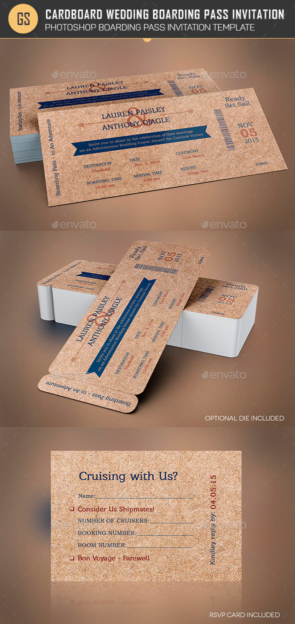 Cardboard Boarding Pass Invitation Template