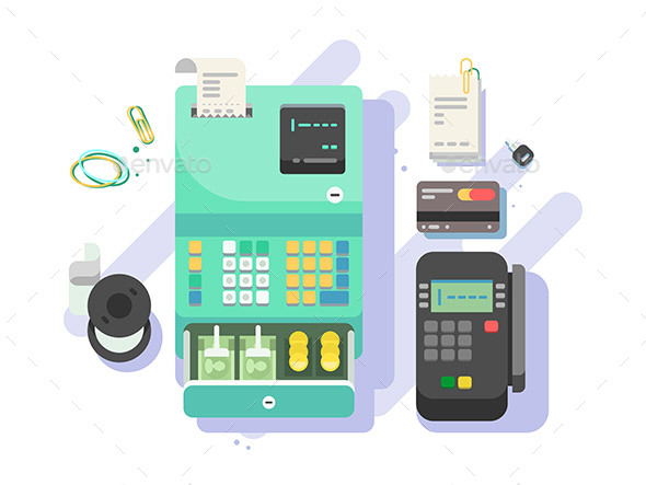 Cash Machine with Money and Terminal for Cards - Miscellaneous Vectors