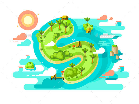 Island Paradise Nature Offshore Design - Miscellaneous Vectors