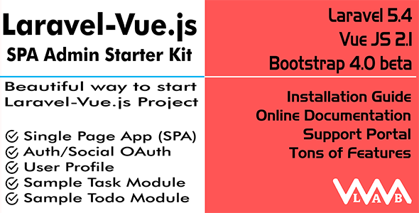 Laravel Vue.js SPA Admin Starter Kit