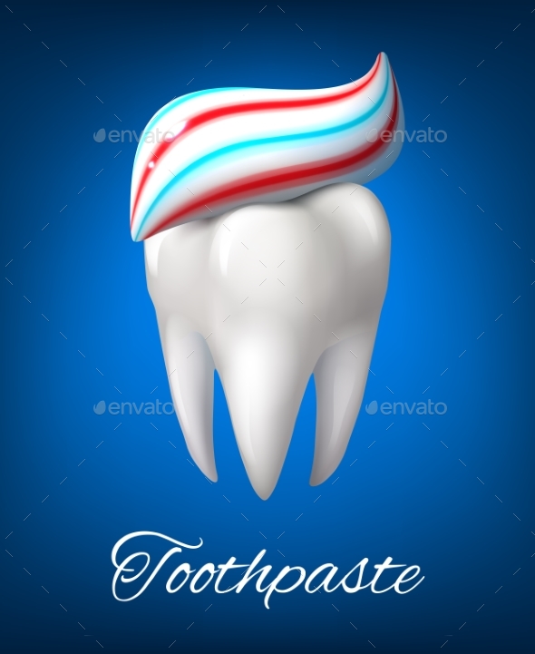 Tooth with Toothpaste Poster for Dentistry Design - Health/Medicine Conceptual