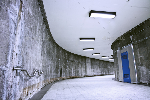 Underground Grunge metro corridor - no people - Stock Photo - Images
