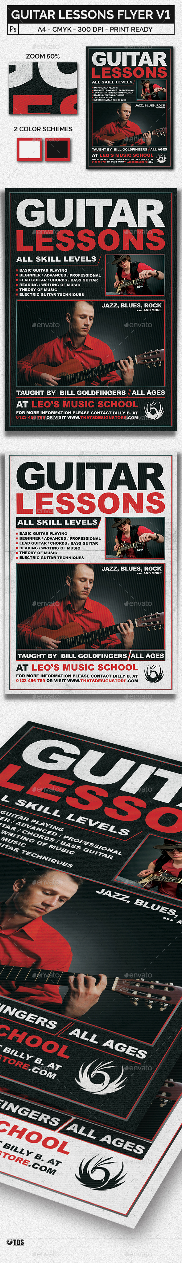 Guitar Lessons Flyer Template V1 - Concerts Events