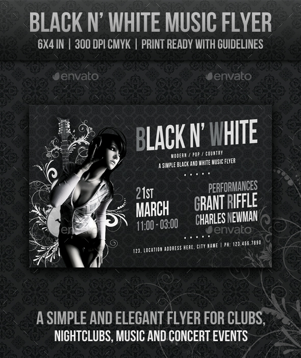 Black N’ White Music Flyer - Concerts Events