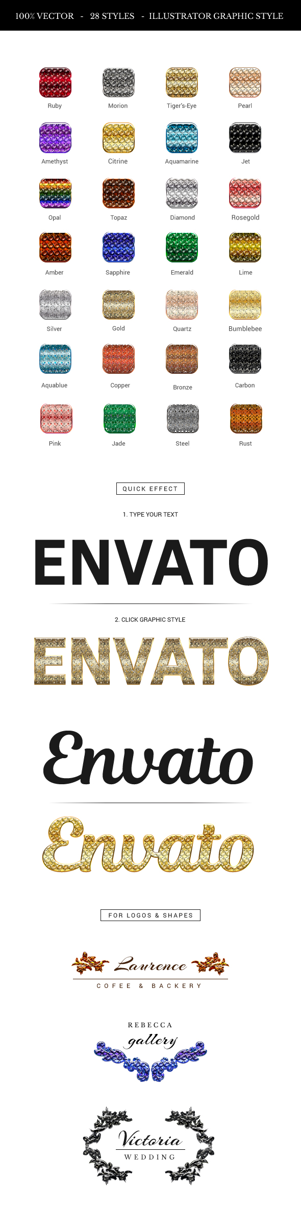 Gems & Jewels Graphic Styles for Illustrator Vol 2.0 - Illustrator Add-ons