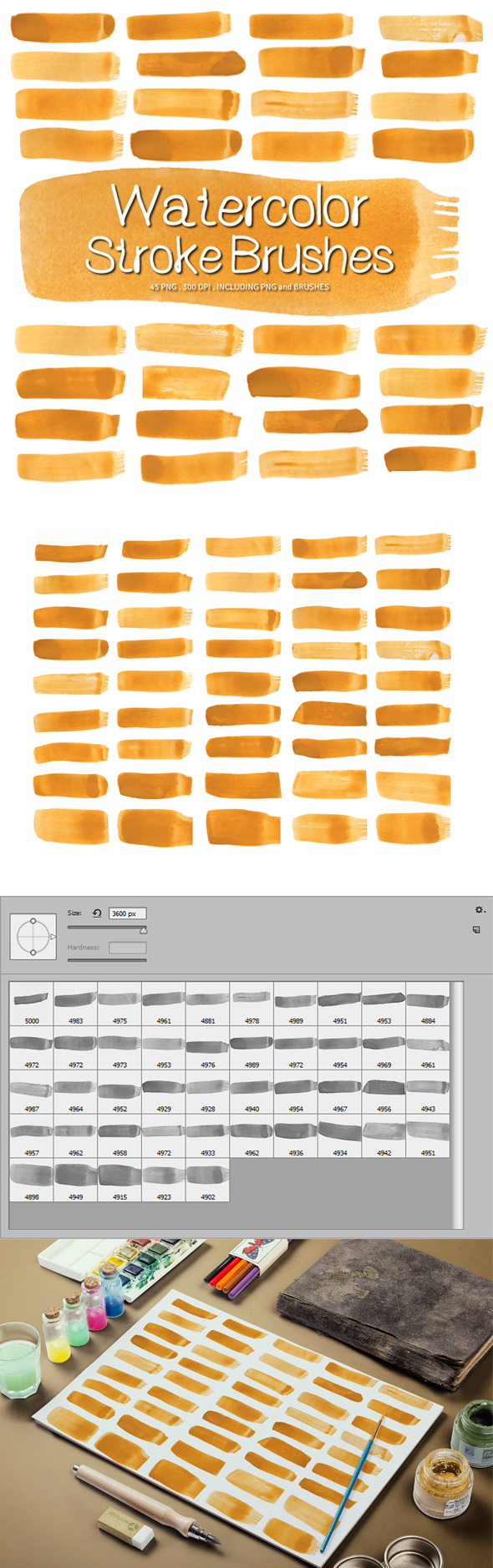 Watercolor Paint Brush Strokes Ver. 1 - Brushes Photoshop