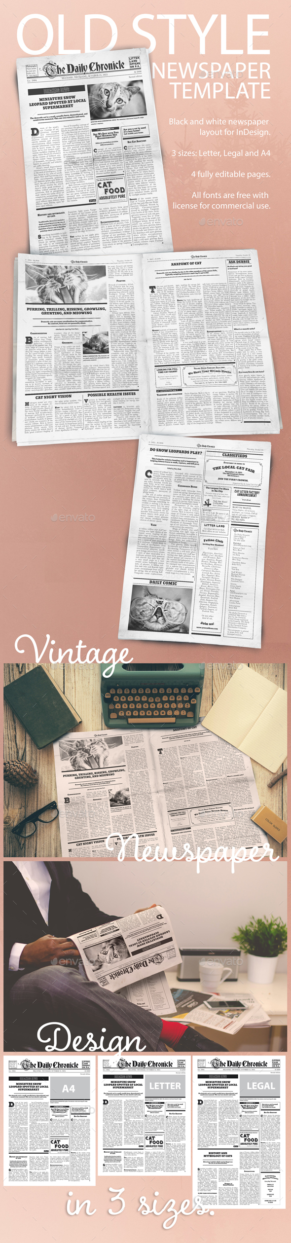 Old Style Newspaper Template by Grafee GraphicRiver