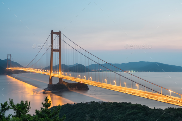 zhoushan xihoumen bridge in nightfall Stock Photo by chuyu2014 | PhotoDune