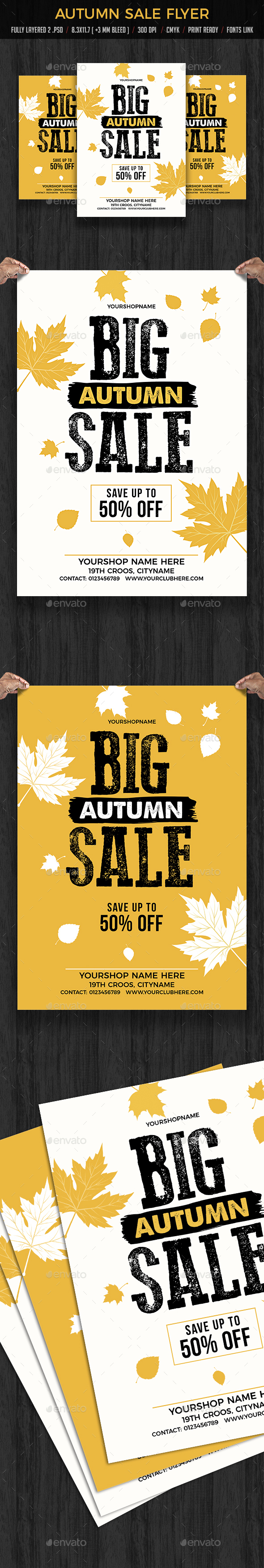 Autumn / Fall Sale Flyers Poster - Flyers Print Templates