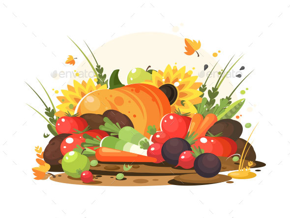 Autumn Harvest of Vegetables and Fruits