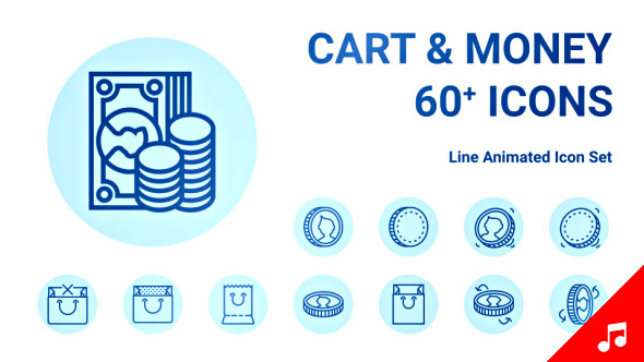 Cart Coin Money Cashier Currency Animation - Line Icons and Elements