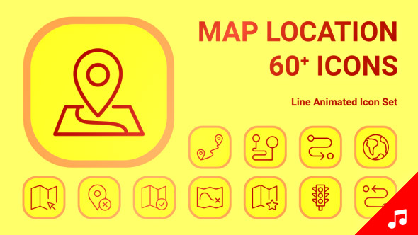 Route Map Location Travel Navigation Animation - Line Icons and Elements