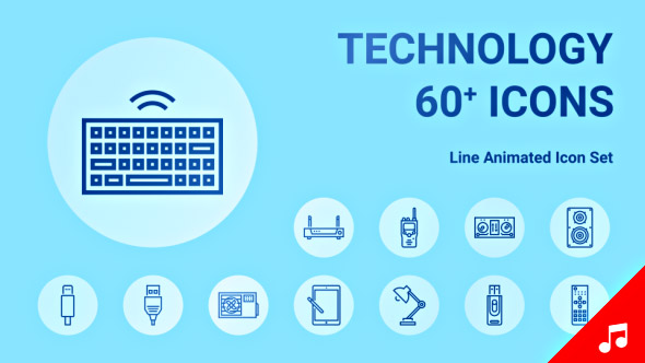 Gadget Sound Items Video Technology Animation - Line Icons and Elements