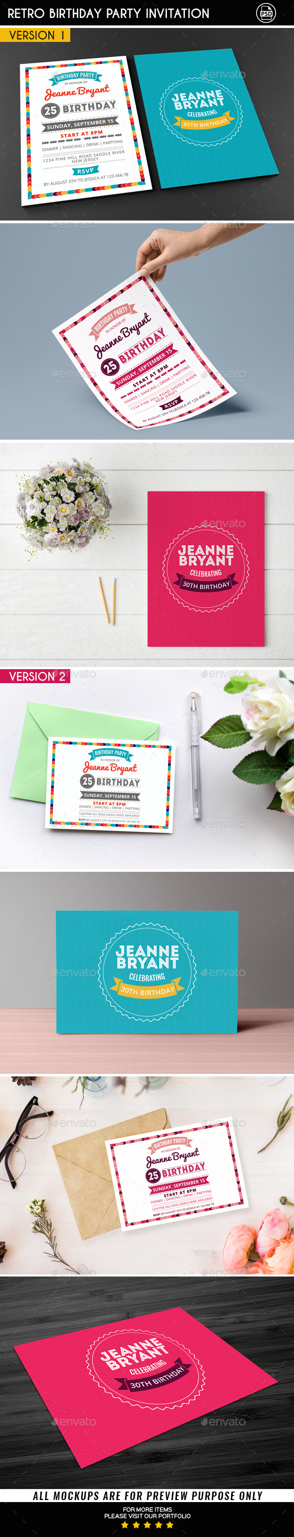 Retro Birthday Invitation 3