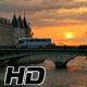 Seine River in Paris at Sunset Orange Sun - VideoHive Item for Sale