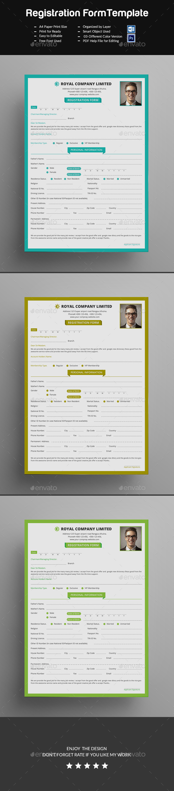 Registration Form - Miscellaneous Print Templates