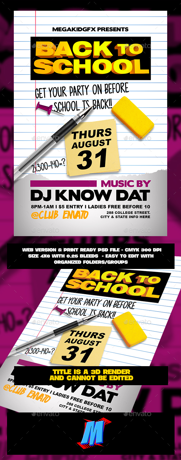 Back To School Flyer Template - Clubs & Parties Events