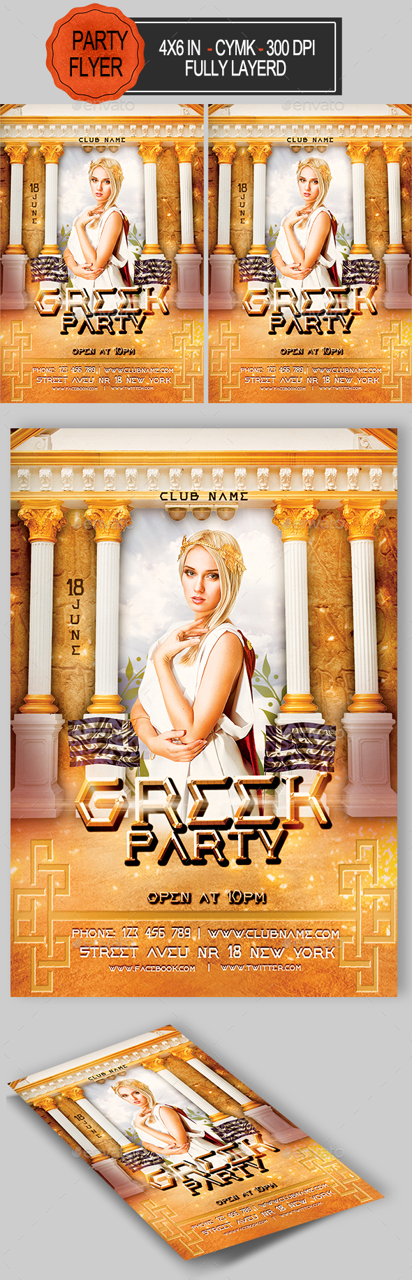 Greek Party Flyer Template - Clubs & Parties Events