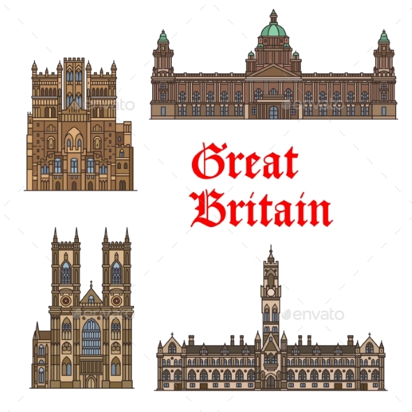 English Travel Landmark of Great Britain Thin Icon - Travel Conceptual