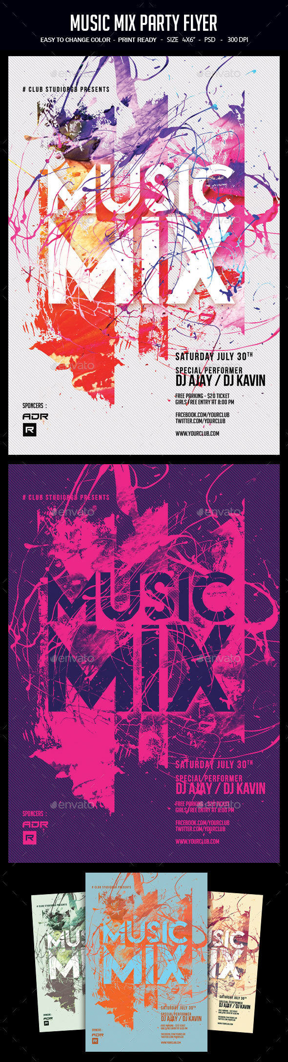 Music Mix Party Flyer - Clubs & Parties Events