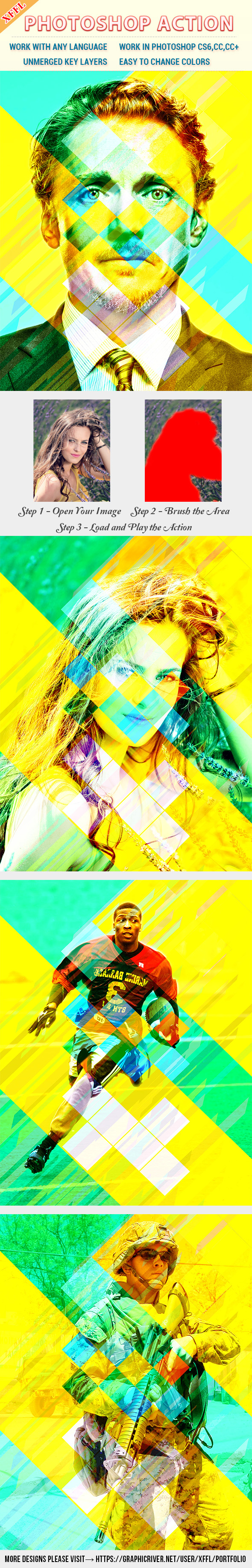 Colorful Rectangles Effect Photoshop Action - Photo Effects Actions