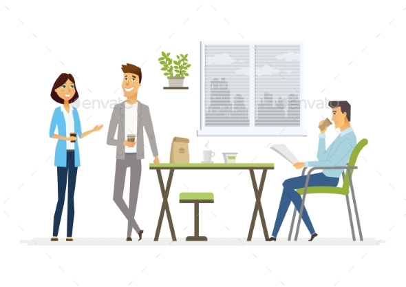 Business Lunch - Modern Vector Cartoon Characters - Concepts Business