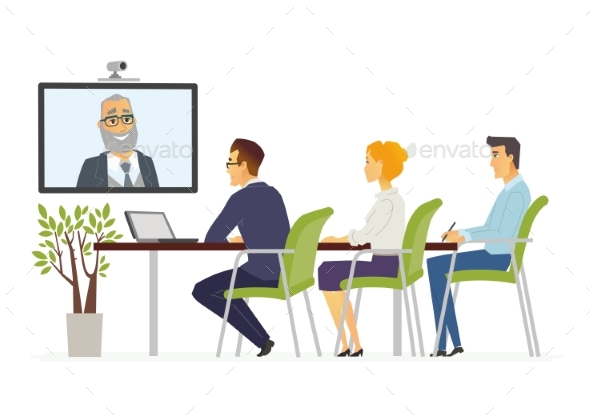 Distance Meeting - Modern Vector Cartoon Business - Concepts Business