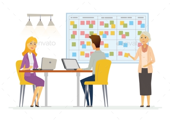 Office Kanban Planning System - Modern Vector - Concepts Business