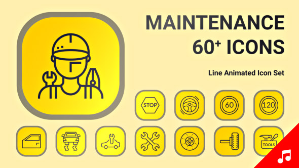 Car Service Wrench Maintenance Auto Animation - Line Icons and Elements