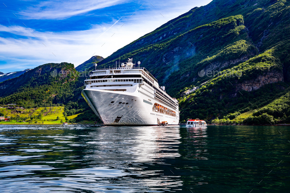 Cruise Liners On Geiranger fjord, Norway Stock Photo by cookelma ...