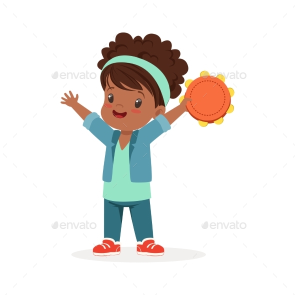 Girl Playing Tambourine - People Characters