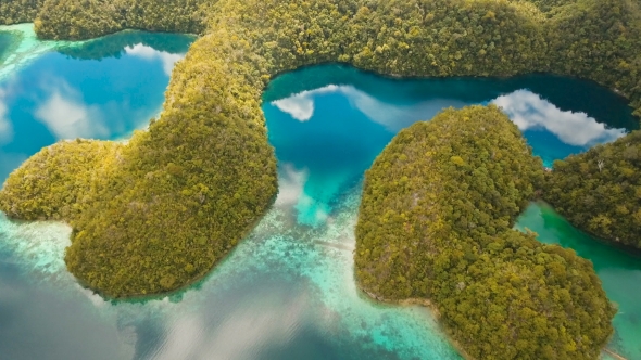 Aerial View Tropical Lagoon,sea, Beach Tropical Island Siargao, Philippines alt
