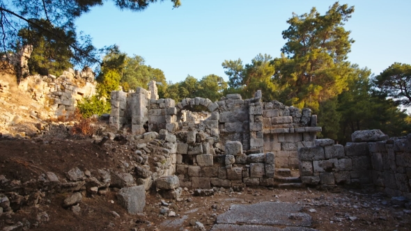 Ruins of an Ancient Fortress at Sunset