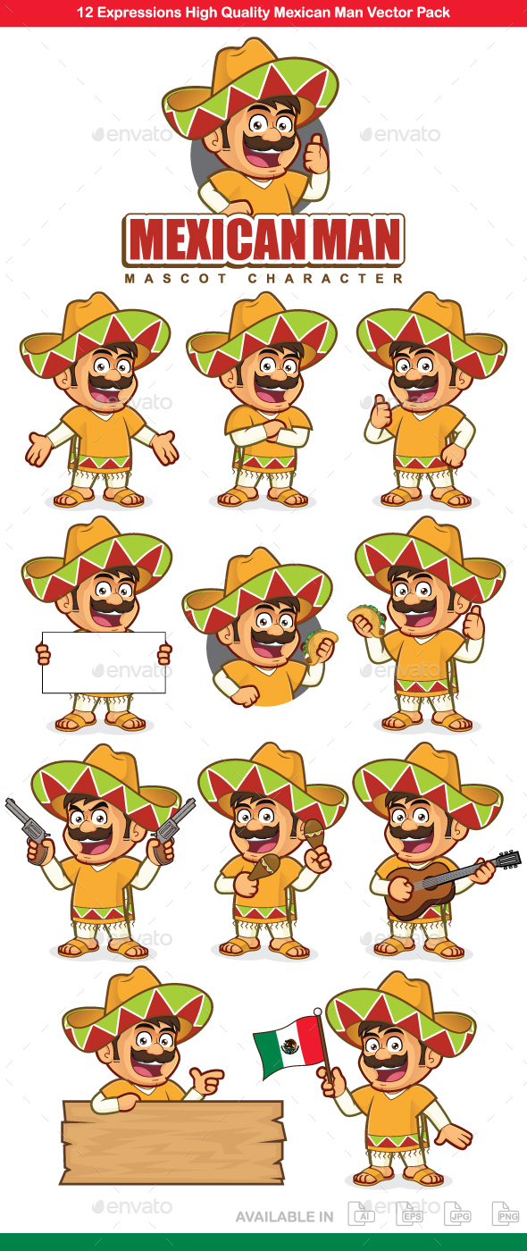 Mexican Man Mascot Character - People Characters