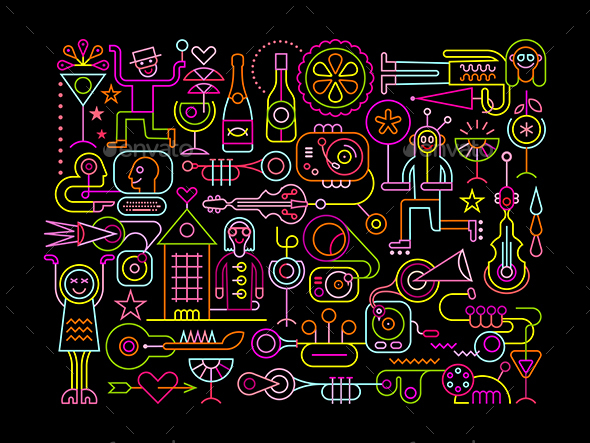 Nightclub Party Vector Illustration - Abstract Conceptual