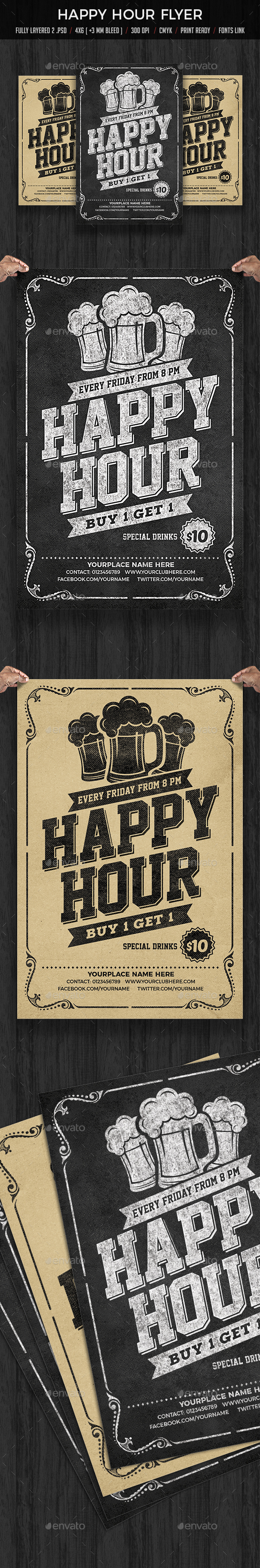 Happy Hour Flyer - Clubs & Parties Events