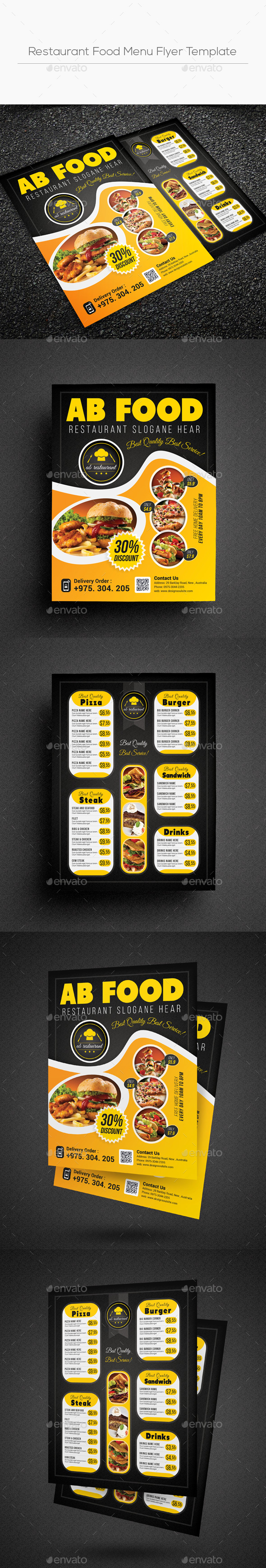 Restaurant Food Menu Flyer Template