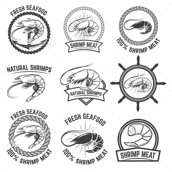 GraphicRiver Set of the Shrimps Meat Labels 20574185